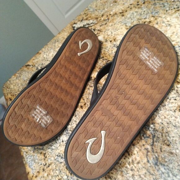 Olukai Koko'o Men's Flip Flop Sandal Black/Dark Shadow 10493-406C Men's Size 13 - Picture 8 of 12